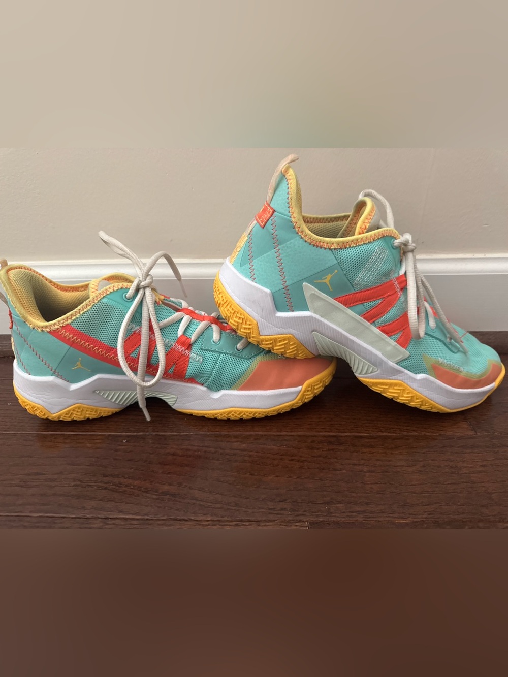 Jordan Athletic Sneakers - Mint, Coral & Yellow